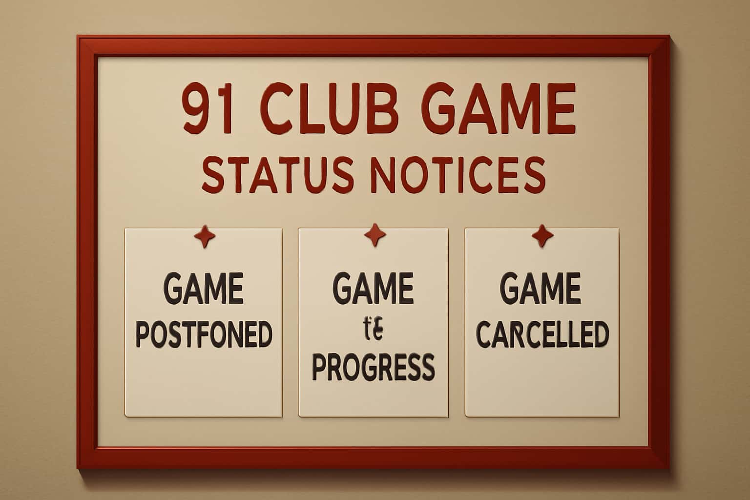 An informative visual representation of the 91 Club Game Status Notices with a futuristic design.